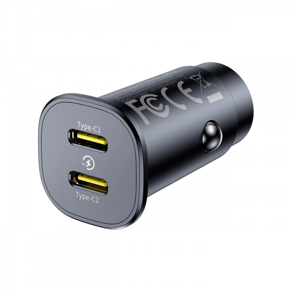Baseus Car Charger GoTrip, 30W, 3A, 2 x USB-C, Black