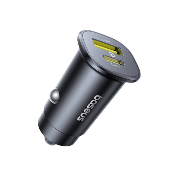 Baseus Car Charger GoTrip, 30W, 3A, 1 x USB-A - 1 x USB-C, Black C00072300123-00