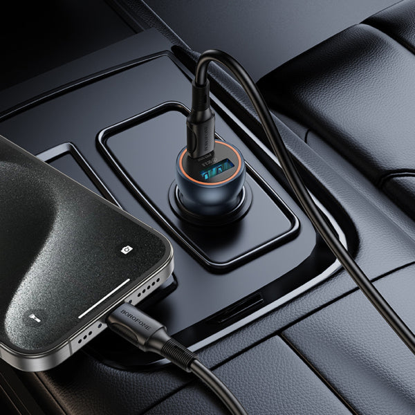 Borofone Car Charger BZ32A Fresh, 30W, 3A, 1 x USB-A - 1 x USB-C, Grey