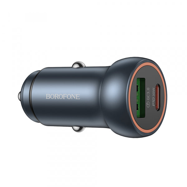 Borofone Car Charger BZ32A Fresh, 30W, 3A, 1 x USB-A - 1 x USB-C, Grey