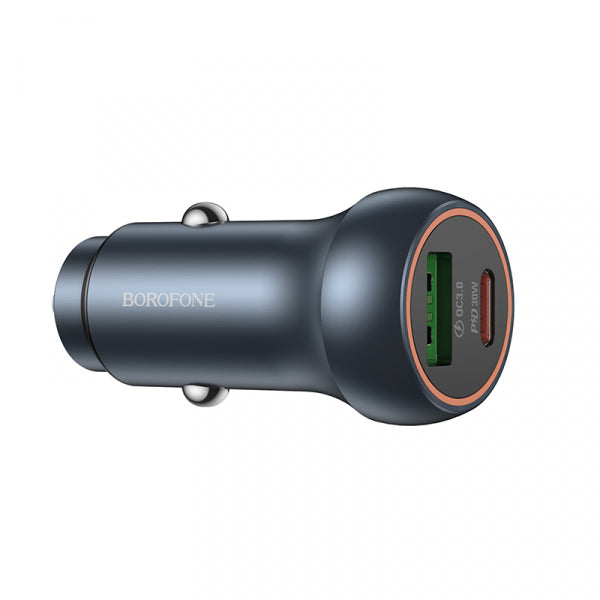 Borofone Car Charger BZ32B Fresh, 48W, 3A, 1 x USB-A - 1 x USB-C, Grey