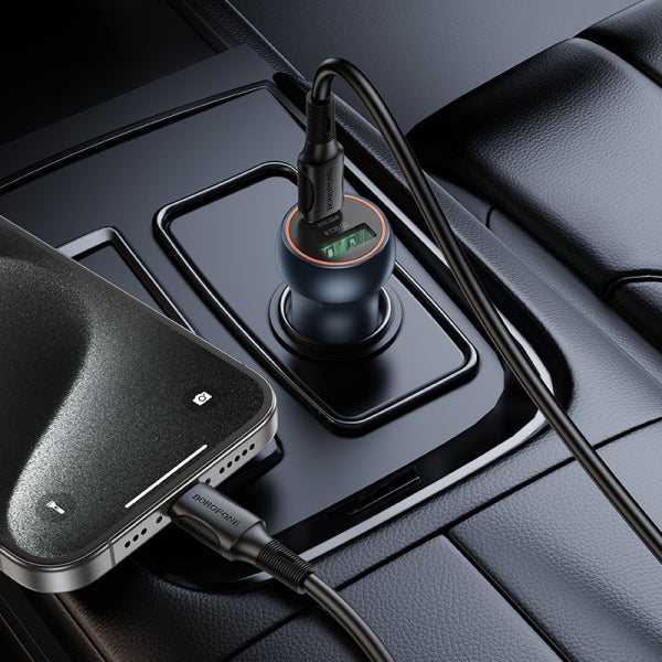 Borofone Car Charger BZ32B Fresh, 48W, 3A, 1 x USB-A - 1 x USB-C, Grey