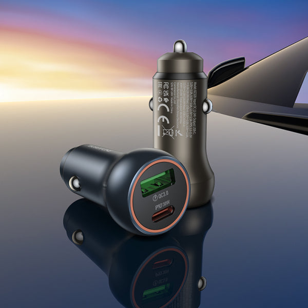 Borofone Car Charger BZ32B Fresh, 48W, 3A, 1 x USB-A - 1 x USB-C, Grey