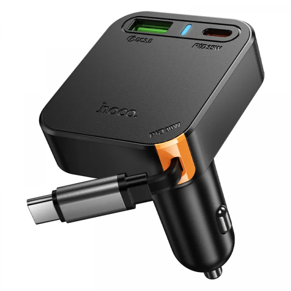 Hoco Wall Charger NZ18, 65W, 3A, 1 x USB-A - 1 x USB-C, with USB-C Cable, Black
