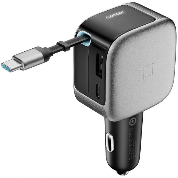Cuktech Car Charger CC903P Display, 100W, 5A, 1 x USB-A - 1 x USB-C, with USB-C Cable, Grey