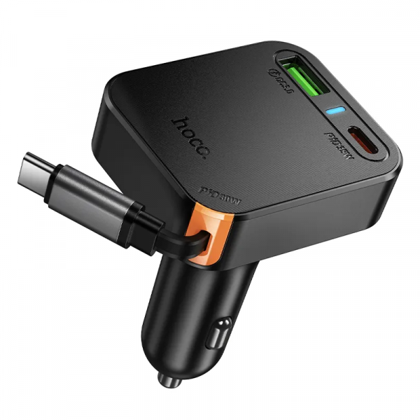 Hoco Wall Charger NZ18, 65W, 3A, 1 x USB-A - 1 x USB-C, with USB-C Cable, Black