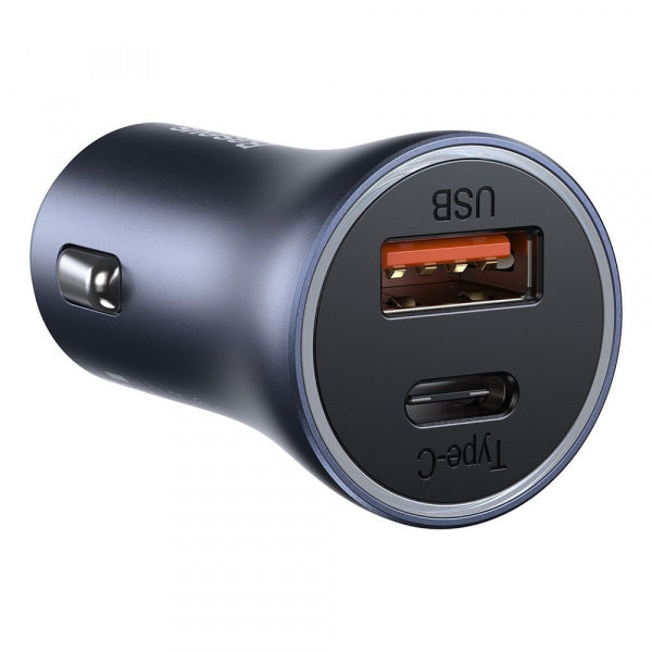 Baseus Car Charger Golden Contactor, 40W, 3A, 1 x USB-A - 1 x USB-C, with Lightning Cable, Grey TZCCJD-B0G