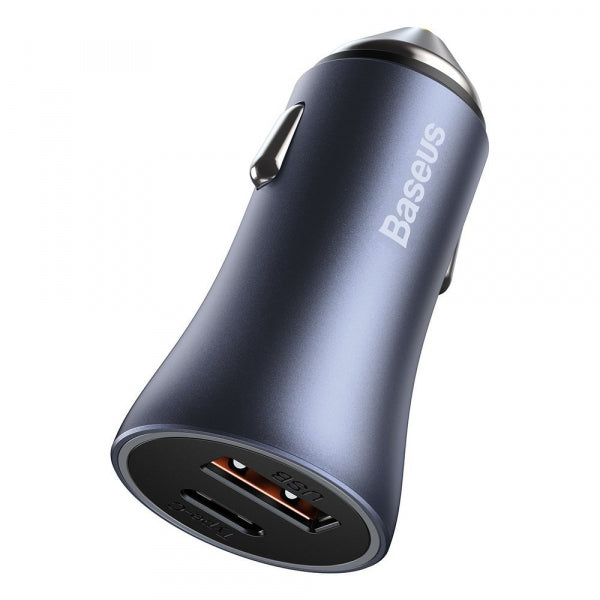 Baseus Car Charger Golden Contactor, 40W, 3A, 1 x USB-A - 1 x USB-C, with Lightning Cable, Grey TZCCJD-B0G