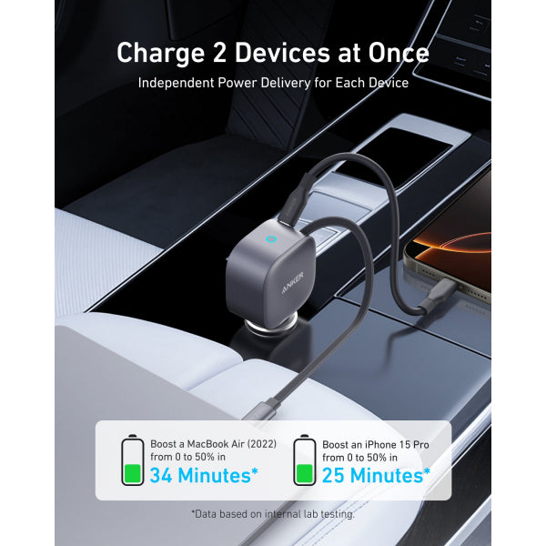 Anker Car Charger Nano, 75W, 3A, 1 x USB-C, with USB-C Cable, Grey A2738HA2