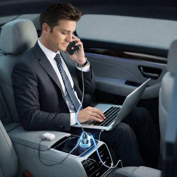 Lisen Car Charger 170W, 5A, 1 x USB-A - 2 x USB-C, with USB-C Cable, Black YL0224010001