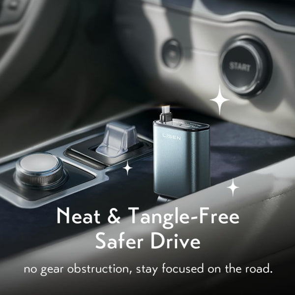 Lisen Car Charger 57W, 3A, 1 x USB-A - 1 x USB-C, with USB-C Cable, Black YL0325010016