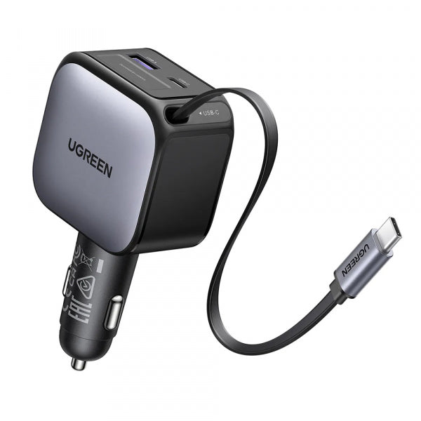 Ugreen Car Charger EC602, 60W, 3A, 1 x USB-A - 1 x USB-C, with USB-C Cable, Grey