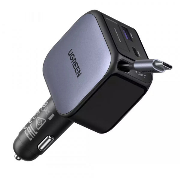 Ugreen Car Charger EC603, 90W, 6.1A, 1 x USB-A - 1 x USB-C, with USB-C Cable, Grey