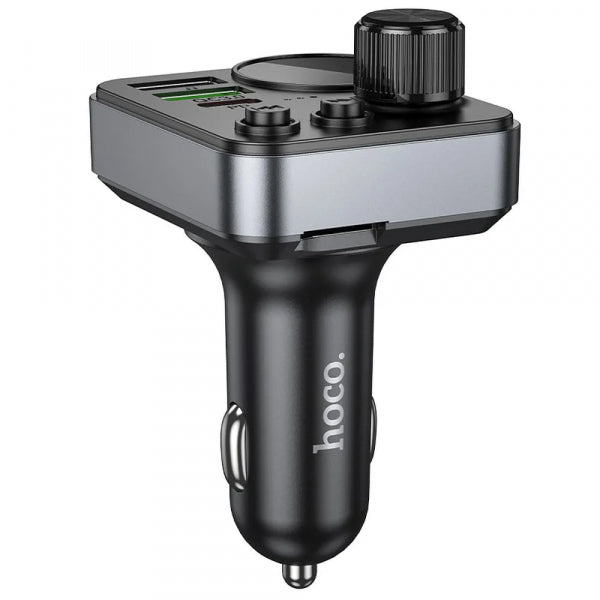 Hoco Bluetooth FM Transmitter and Car Charger E86, 2 x USB-A - 1 x USB-C - 1 x microSD, Black