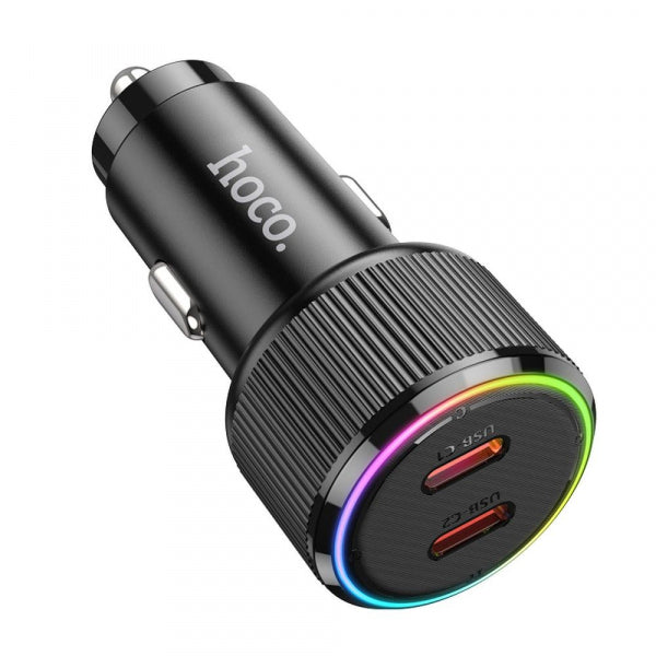 Hoco Car Charger NZ14B, 50W, 3A, 2 x USB-C, Black