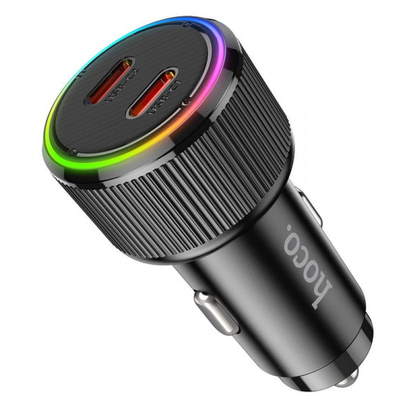 Hoco Car Charger NZ14B, 50W, 3A, 2 x USB-C, Black