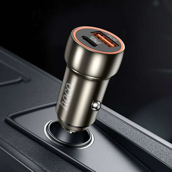 Hoco Car Charger Z46A, 20W, 3A, 1 x USB-A - 1 x USB-C, Grey