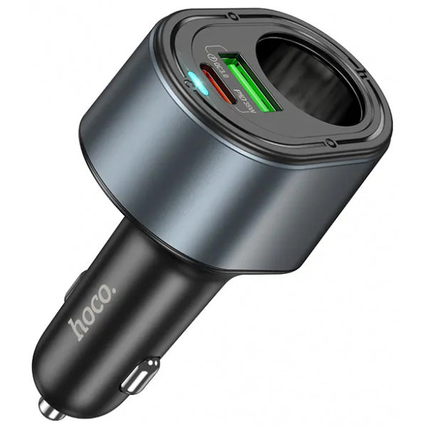 Hoco Car Charger Z56, 35W, 3A, 1 x USB-A - 1 x USB-C - 1 x Extender, Black
