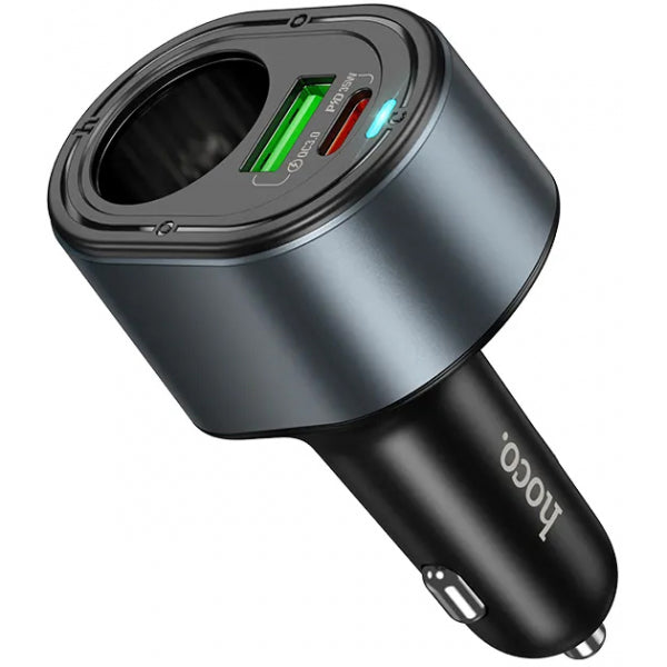 Hoco Car Charger Z56, 35W, 3A, 1 x USB-A - 1 x USB-C - 1 x Extender, Black