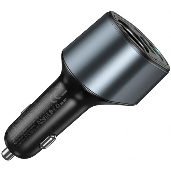 Hoco Car Charger Z56, 35W, 3A, 1 x USB-A - 1 x USB-C - 1 x Extender, Black