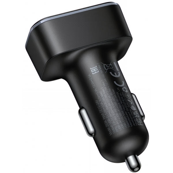 Hoco Car Charger Z63A Display, 42W, 3A, 1 x USB-C - 2 x USB-A, Black