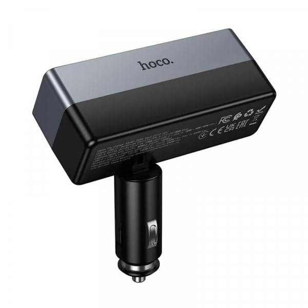 Hoco Car Charger Z65B, 240W, 1 x USB-A - 1 x USB-C - 2 x Extender, Black