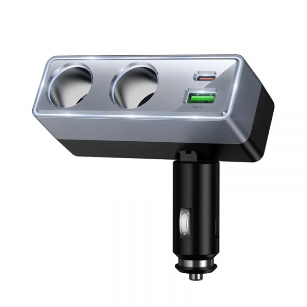 Hoco Car Charger Z65B, 240W, 1 x USB-A - 1 x USB-C - 2 x Extender, Black