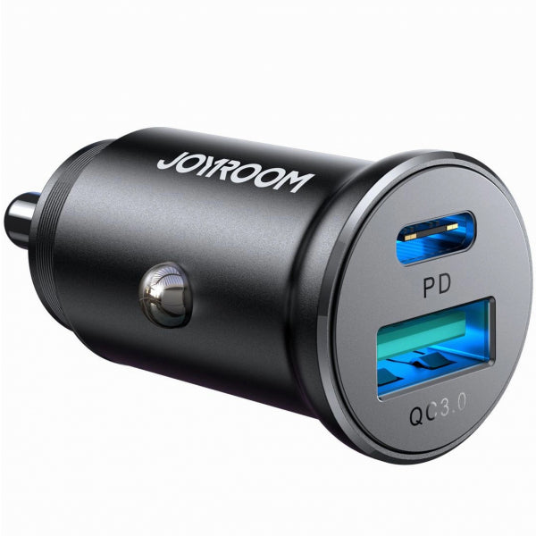 Joyroom Car Charger JR-CCN05, 30W, 3A, 1 x USB-A - 1 x USB-C, Black