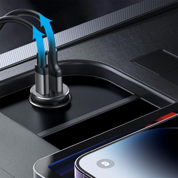 Joyroom Car Charger JR-CCN05, 30W, 3A, 1 x USB-A - 1 x USB-C, Black