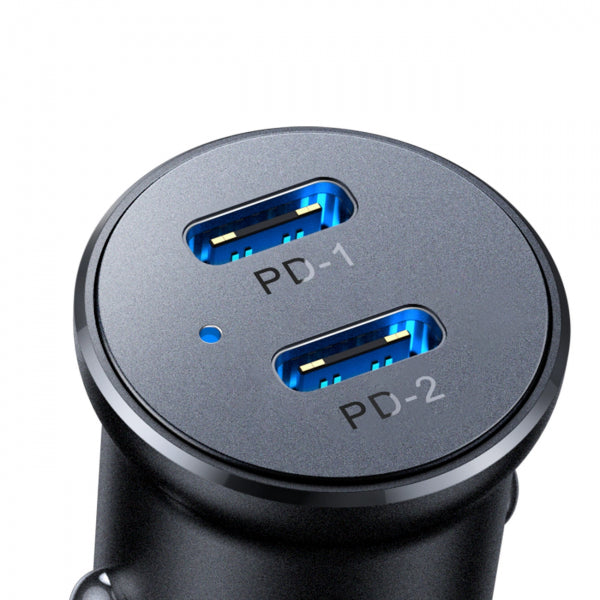 Joyroom Car Charger JR-CCN06, 30W, 3A, 2 x USB-C, Black