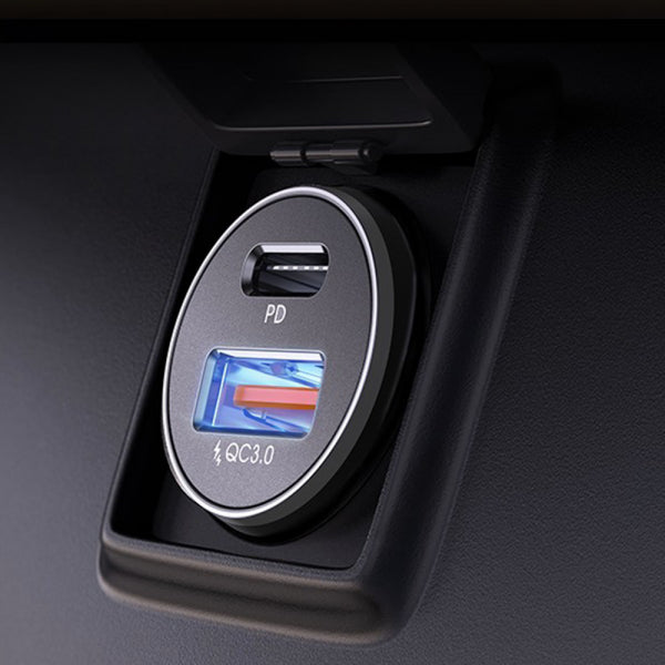 Lisen Car Charger 36W, 3A, 1 x USB-A - 1 x USB-C, 2-Pack, Black YL0223080038