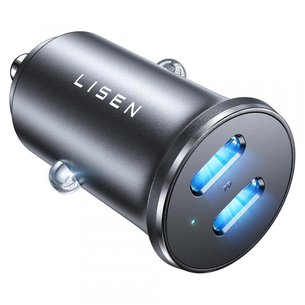 Lisen Car Charger 45W, 3A, 2 x USB-C, Black YL0223080007