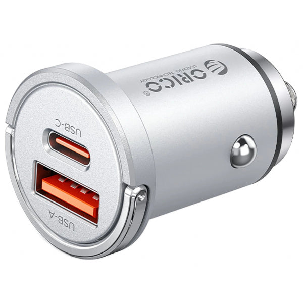 Orico Car Charger MiniRing Pro, 45W, 3A, 1 x USB-A - 1 x USB-C, Silver