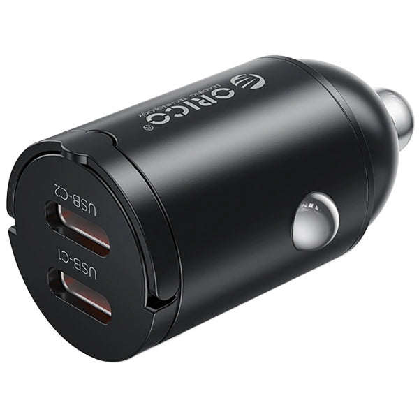 Orico Car Charger MiniRing, 30W, 3A, 2 x USB-C, Black
