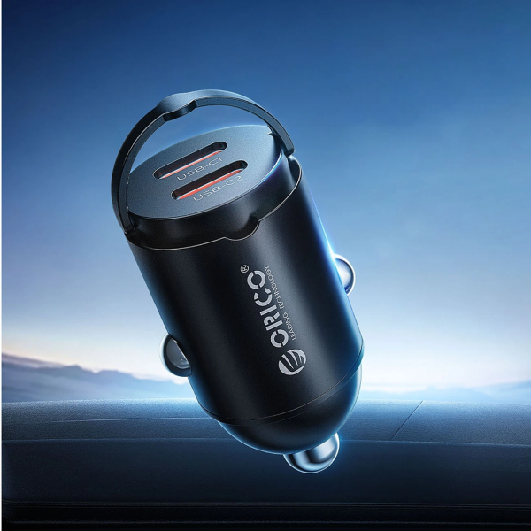 Orico Car Charger MiniRing, 30W, 3A, 2 x USB-C, Black