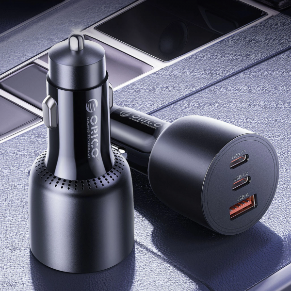Orico Car Charger PowerLink, 165W, 5A, 1 x USB-A - 2 x USB-C, Black