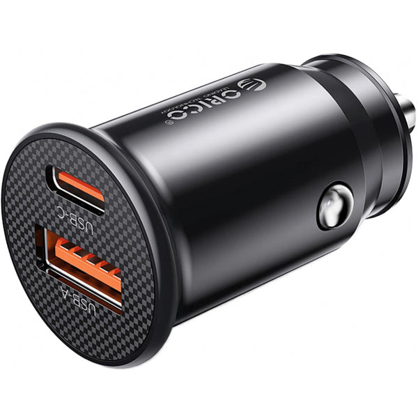 Orico Car Charger PowerMini, 30W, 3A, 1 x USB-A - 1 x USB-C, Black