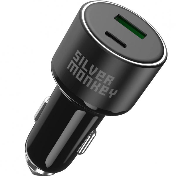 Silver Monkey Car Charger SMA014, 100W, 5A, 1 x USB-A - 1 x USB-C, Black