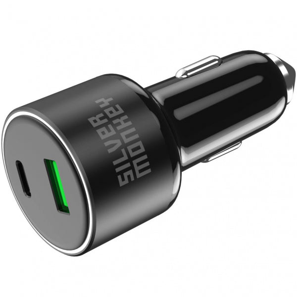 Silver Monkey Car Charger SMA014, 100W, 5A, 1 x USB-A - 1 x USB-C, Black