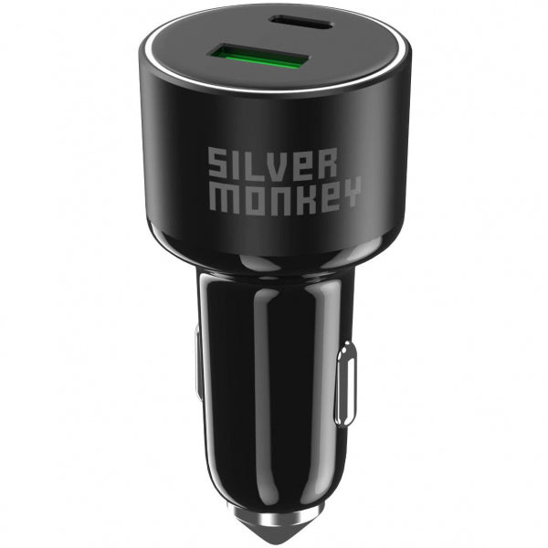 Silver Monkey Car Charger SMA014, 100W, 5A, 1 x USB-A - 1 x USB-C, Black