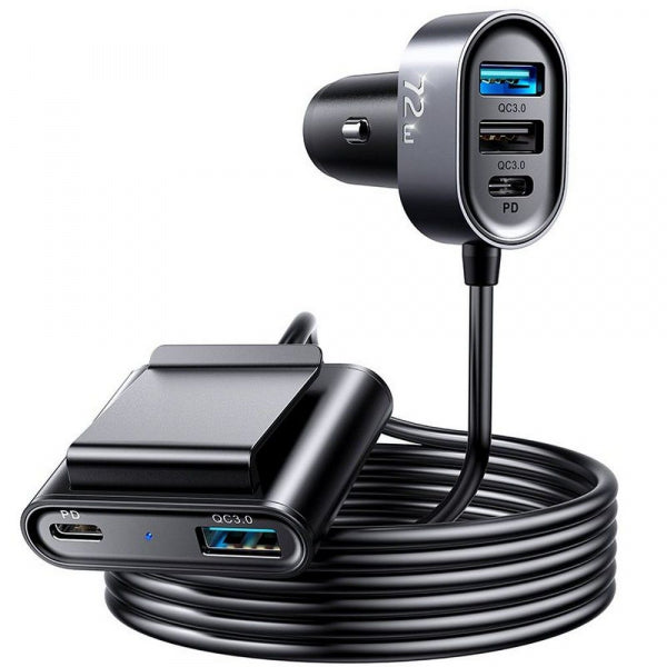 Joyroom Car Charger JR-CL05, 72W, 3A, 2 x USB-C - 3 x USB-A, Black