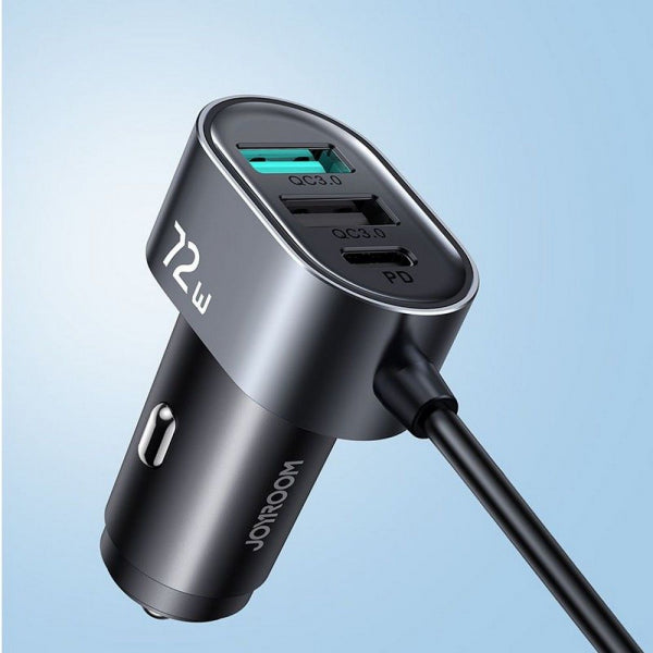Joyroom Car Charger JR-CL05, 72W, 3A, 2 x USB-C - 3 x USB-A, Black