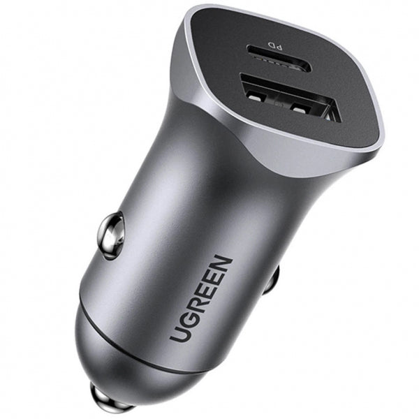 Ugreen Car Charger CD130, 30W, 3A, 1 x USB-A - 1 x USB-C, Grey