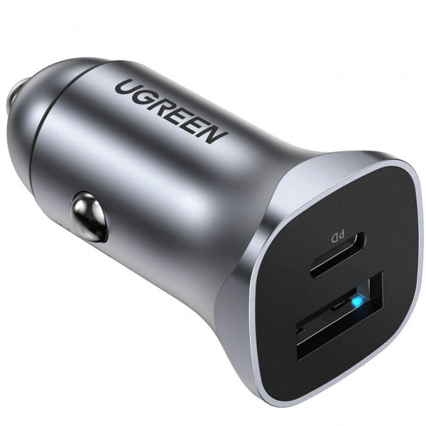 Ugreen Car Charger CD130, 30W, 3A, 1 x USB-A - 1 x USB-C, Grey