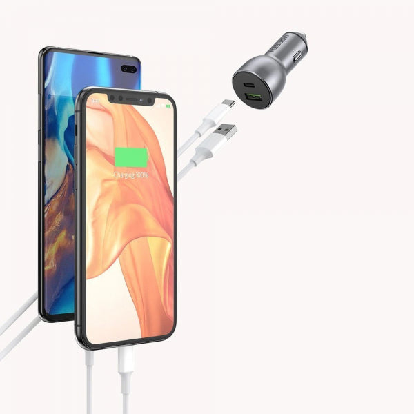 Ugreen Car Charger CD213, 36W, 3A, 1 x USB-A - 1 x USB-C, Grey