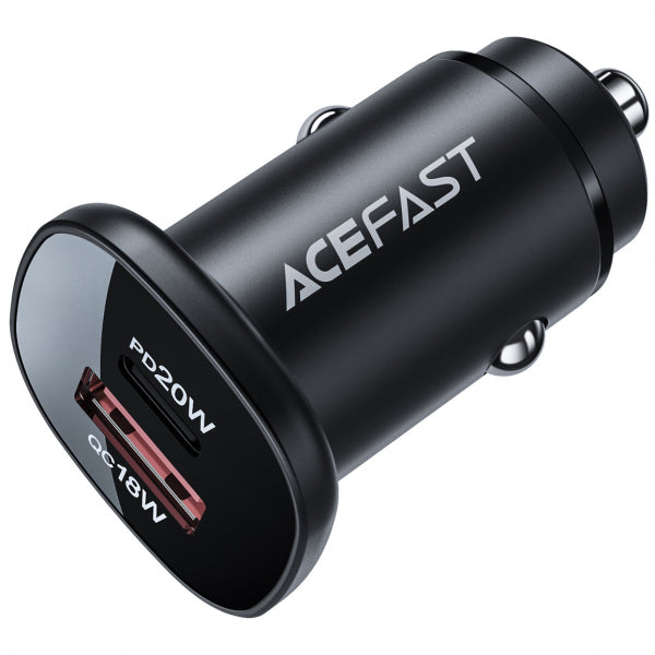 Acefast Car Charger B1, 38W, 3A, 1 x USB-A - 1 x USB-C, Black