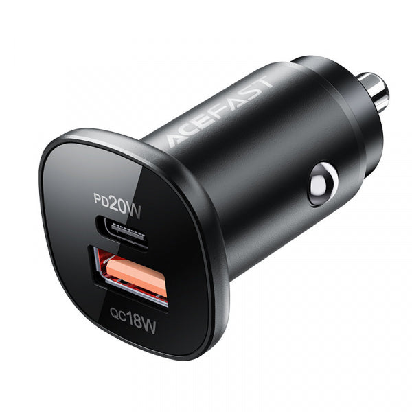 Acefast Car Charger B1, 38W, 3A, 1 x USB-A - 1 x USB-C, Black