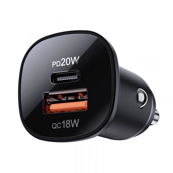 Acefast Car Charger B1, 38W, 3A, 1 x USB-A - 1 x USB-C, Black
