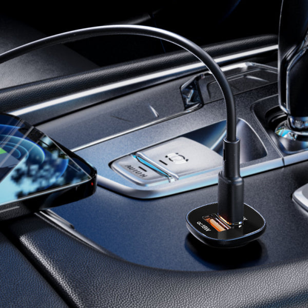 Acefast Car Charger B1, 38W, 3A, 1 x USB-A - 1 x USB-C, Black
