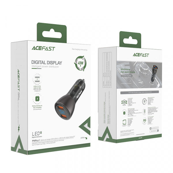 Acefast Car Charger B7, 45W, 3.6A, 2 x USB-A, Black